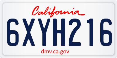 CA license plate 6XYH216