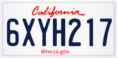 CA license plate 6XYH217