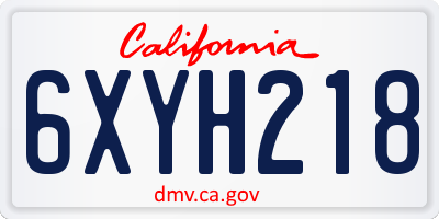 CA license plate 6XYH218