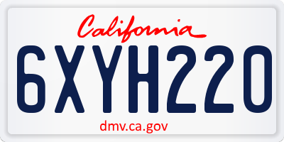 CA license plate 6XYH220