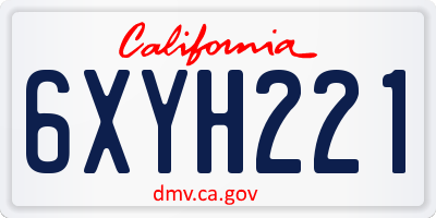 CA license plate 6XYH221