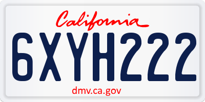 CA license plate 6XYH222