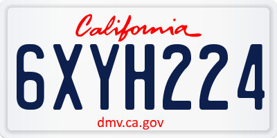 CA license plate 6XYH224