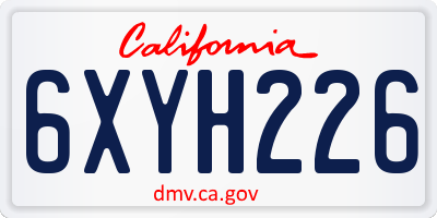 CA license plate 6XYH226