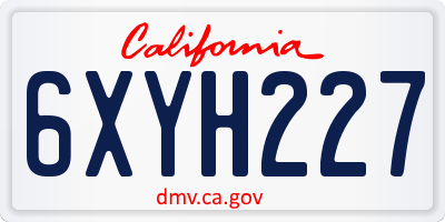 CA license plate 6XYH227