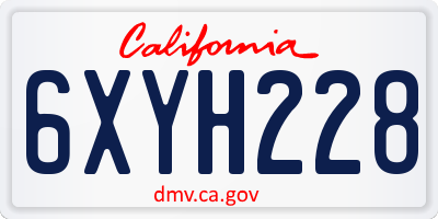 CA license plate 6XYH228