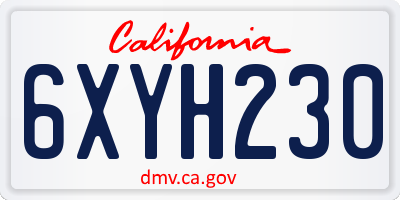 CA license plate 6XYH230