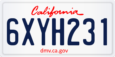 CA license plate 6XYH231