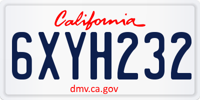CA license plate 6XYH232