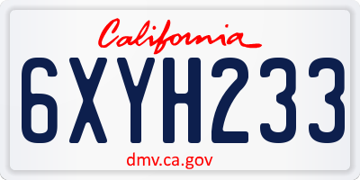 CA license plate 6XYH233