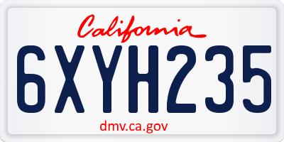 CA license plate 6XYH235