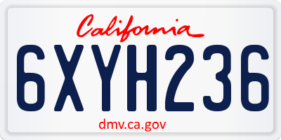 CA license plate 6XYH236
