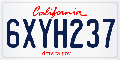 CA license plate 6XYH237