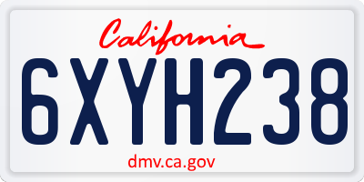 CA license plate 6XYH238