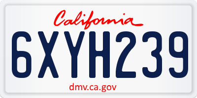 CA license plate 6XYH239