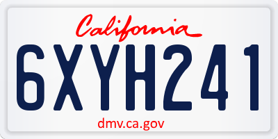 CA license plate 6XYH241