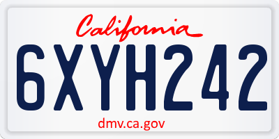 CA license plate 6XYH242
