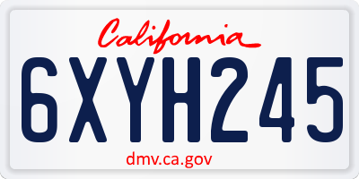 CA license plate 6XYH245
