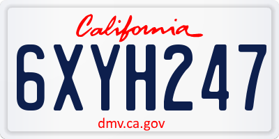 CA license plate 6XYH247