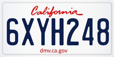 CA license plate 6XYH248