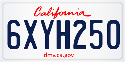 CA license plate 6XYH250