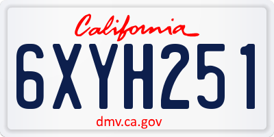 CA license plate 6XYH251