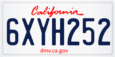 CA license plate 6XYH252