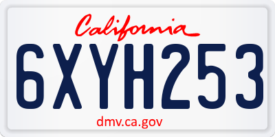 CA license plate 6XYH253