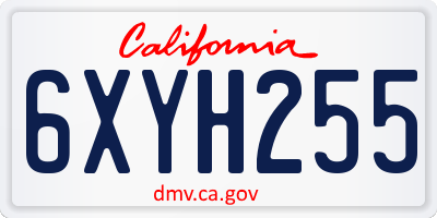 CA license plate 6XYH255