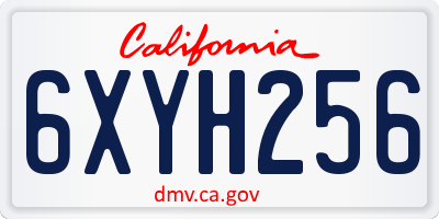CA license plate 6XYH256