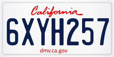 CA license plate 6XYH257