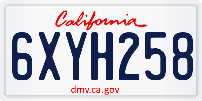 CA license plate 6XYH258