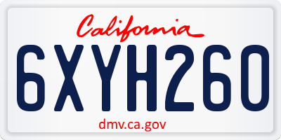 CA license plate 6XYH260