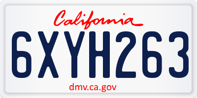 CA license plate 6XYH263