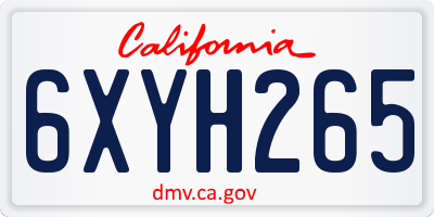 CA license plate 6XYH265