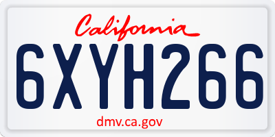 CA license plate 6XYH266