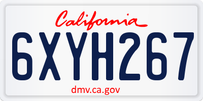 CA license plate 6XYH267