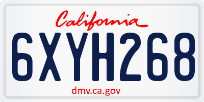 CA license plate 6XYH268