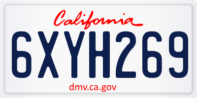 CA license plate 6XYH269