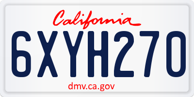 CA license plate 6XYH270