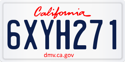CA license plate 6XYH271