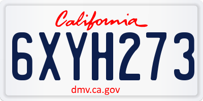 CA license plate 6XYH273