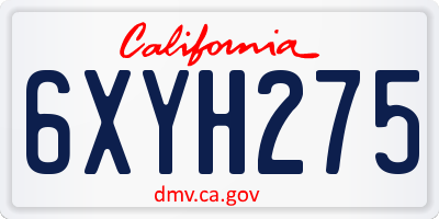 CA license plate 6XYH275