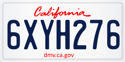CA license plate 6XYH276