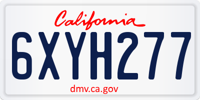 CA license plate 6XYH277