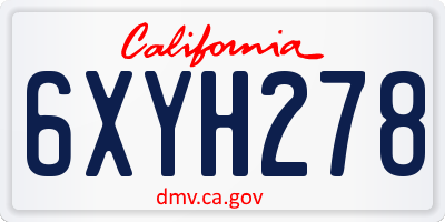 CA license plate 6XYH278