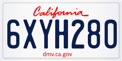 CA license plate 6XYH280