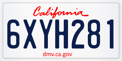 CA license plate 6XYH281