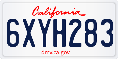 CA license plate 6XYH283