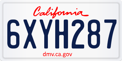 CA license plate 6XYH287